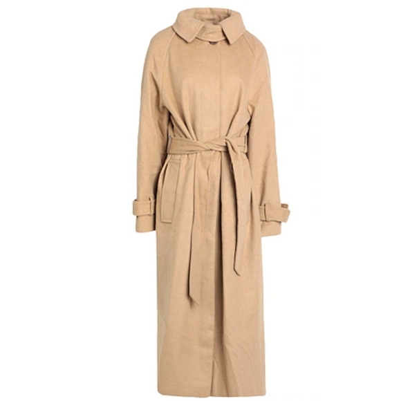NWT Topshop Button Front Belted Longline Trench Coat Size XSmall (0-2) In Camel - Picture 4 of 16